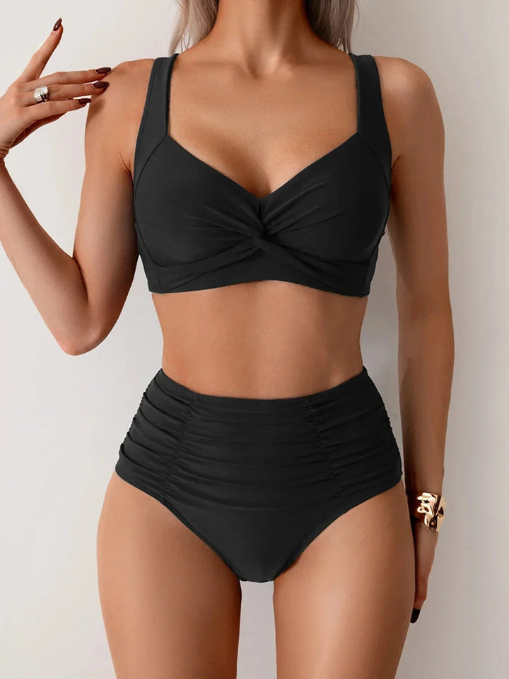 Damen High-Waist Bikini figurformend Bauchweg zweiteilig