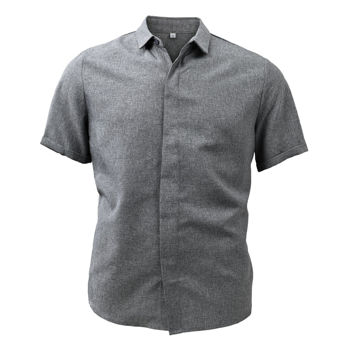 Men’s Short Sleeve Linen Shirt | Classic Lapel Collar