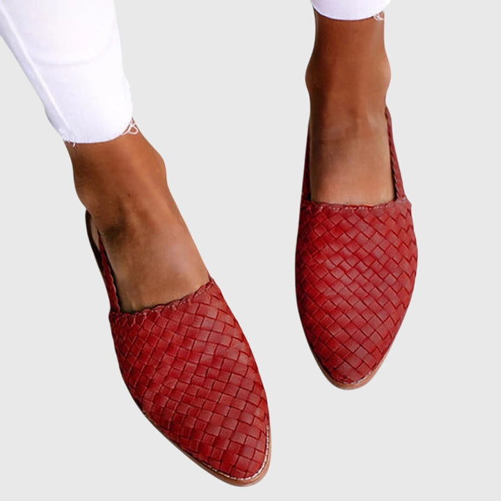 Women Woven Pointed Toe Backless Mule Flats - Image 2