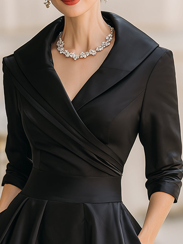 Women Elegant Midi Dress Vintage Style Formal Cocktail