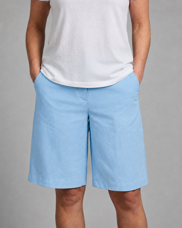 Women's High Waisted Knee Length Wide Leg Bermuda Shorts