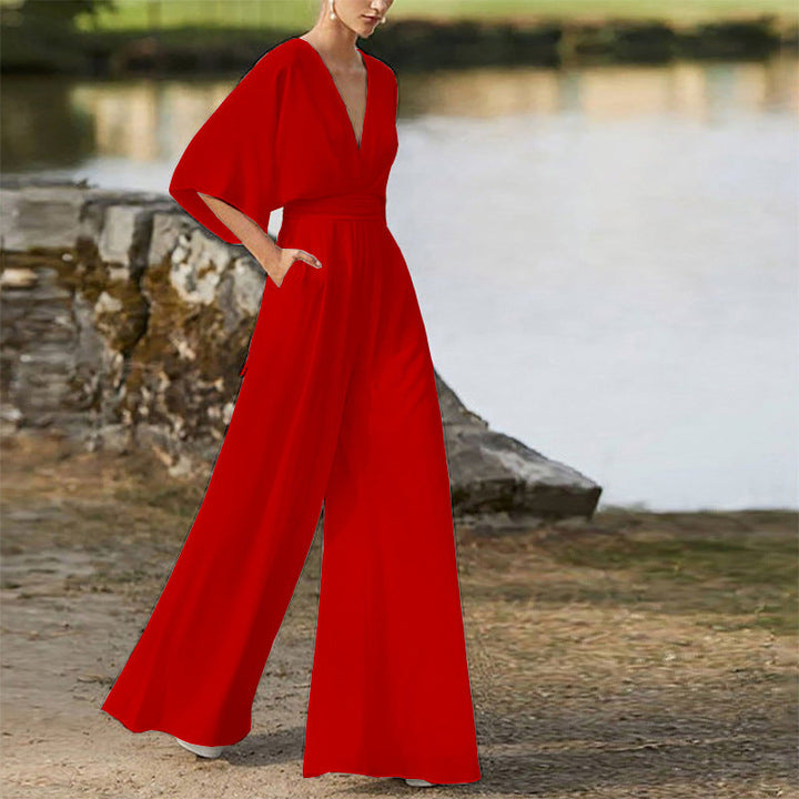 Jedah - Damen Jumpsuit Mit V Ausschnitt