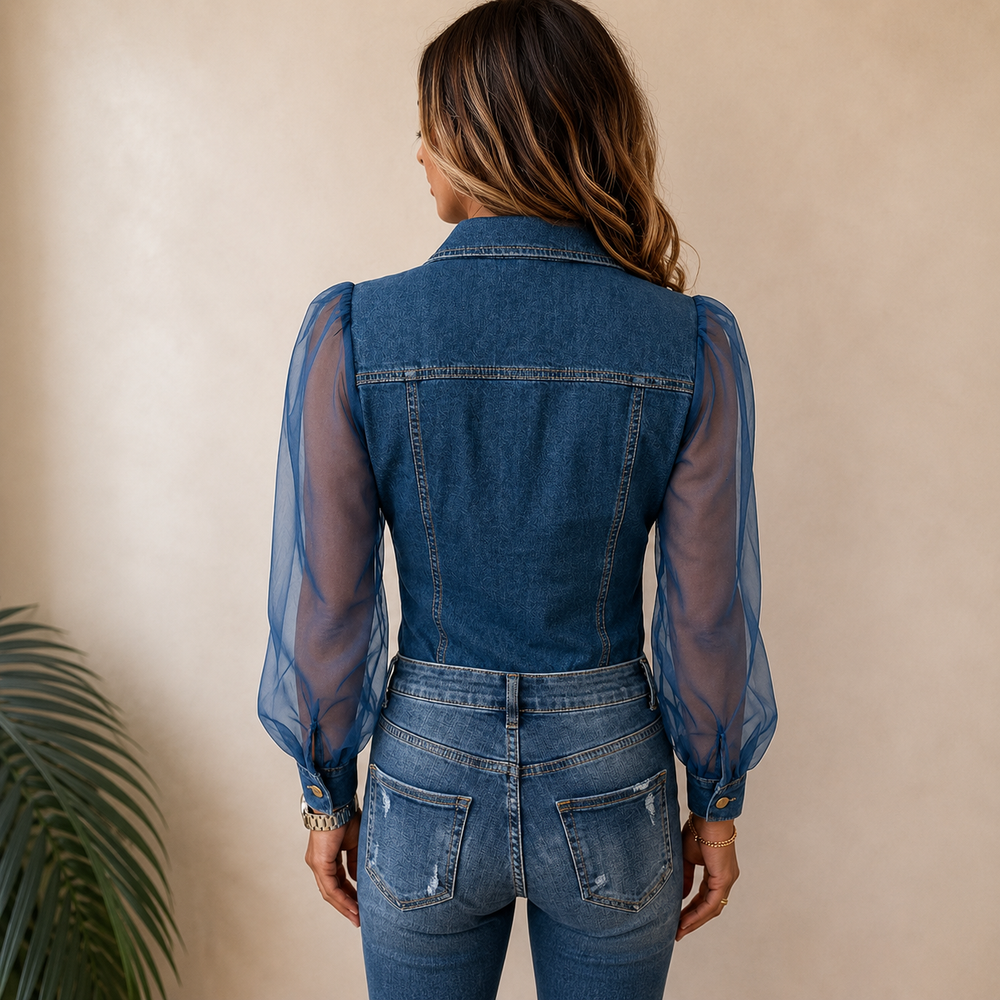 Amelie™ | Stilvolle Bluse in Denim-Optik - Image 2