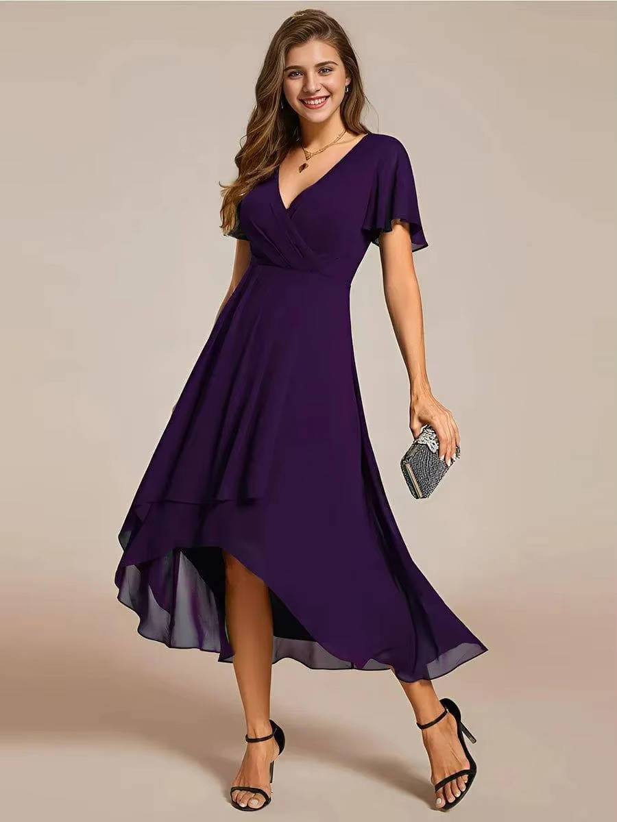 Damen Sommer Midikleid Hochzeitsgast Wickeloptik V-Ausschnitt - Image 11