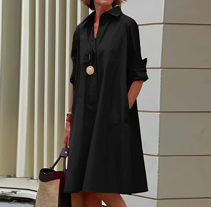 Women Belted Midi Shirt Dress Button Front - Image 3