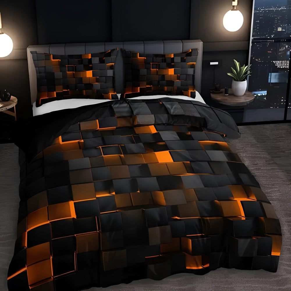 GEOMATRIX 3-piece bed cover set | Geometric pattern