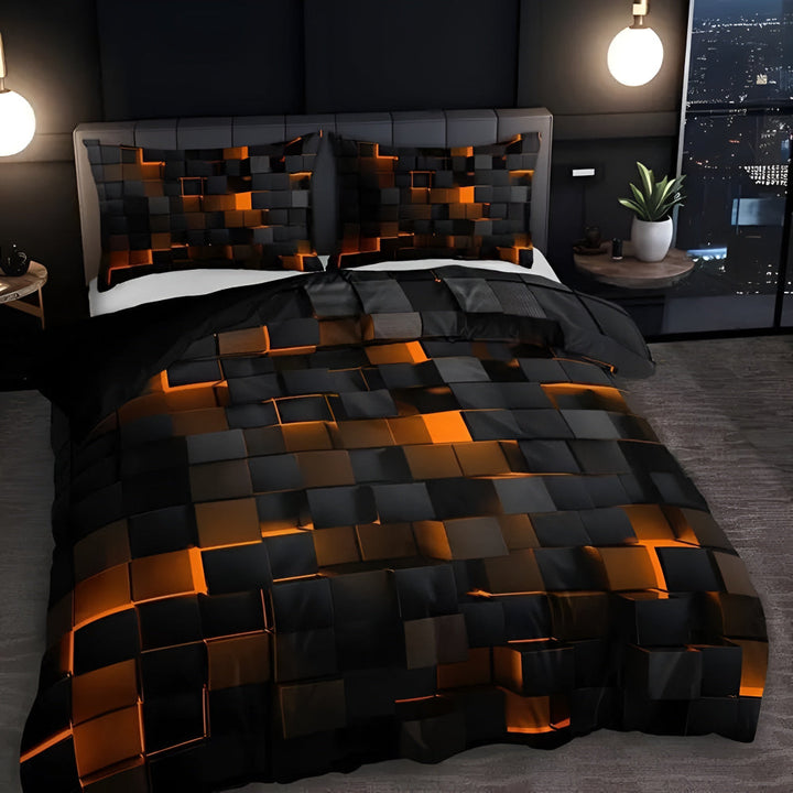 GEOMATRIX 3-piece bed cover set | Geometric pattern