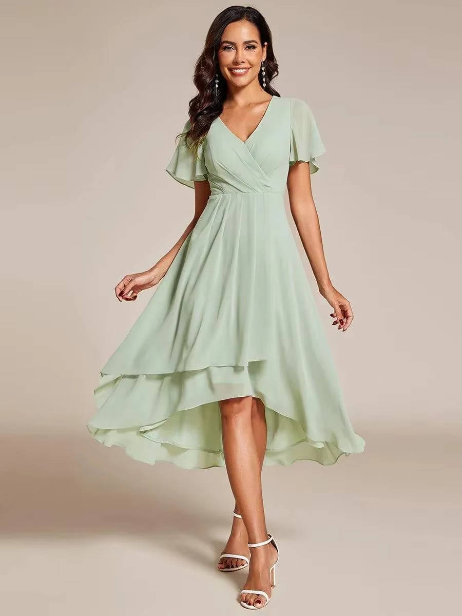 Damen Sommer Midikleid Hochzeitsgast Wickeloptik V-Ausschnitt - Image 8
