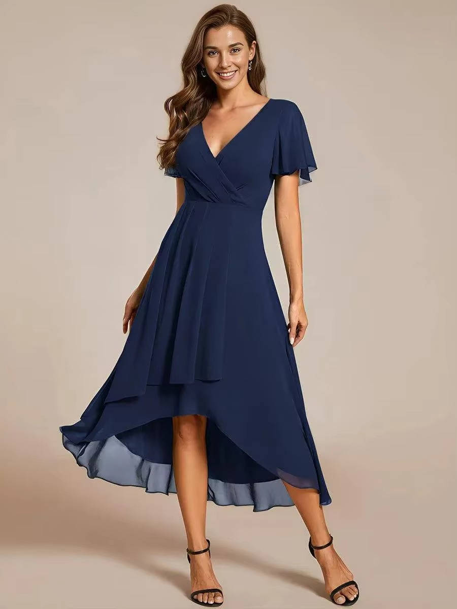 Damen Sommer Midikleid Hochzeitsgast Wickeloptik V-Ausschnitt - Image 9