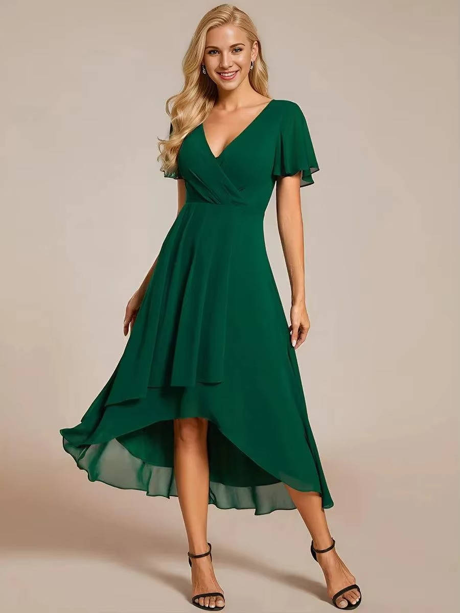Damen Sommer Midikleid Hochzeitsgast Wickeloptik V-Ausschnitt - Image 10