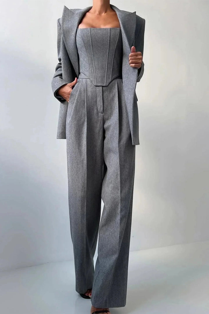 Velmire - Elegantes Damen Dreiteiler Set Mit Tailliertem Oberteil