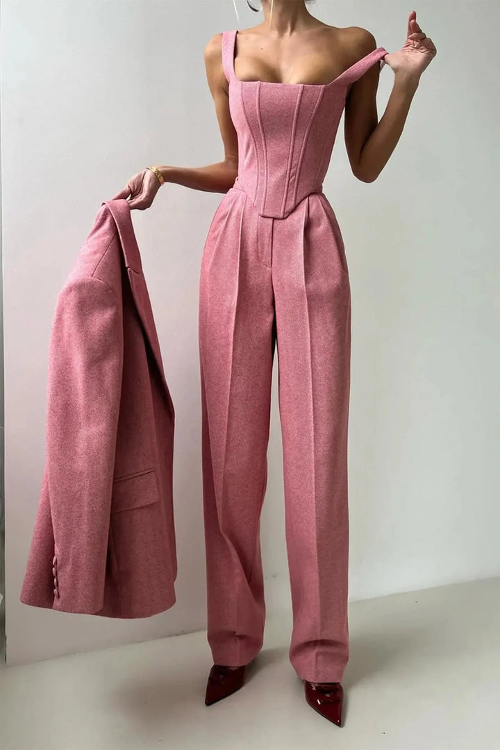 Velmire - Elegantes Damen Dreiteiler Set Mit Tailliertem Oberteil