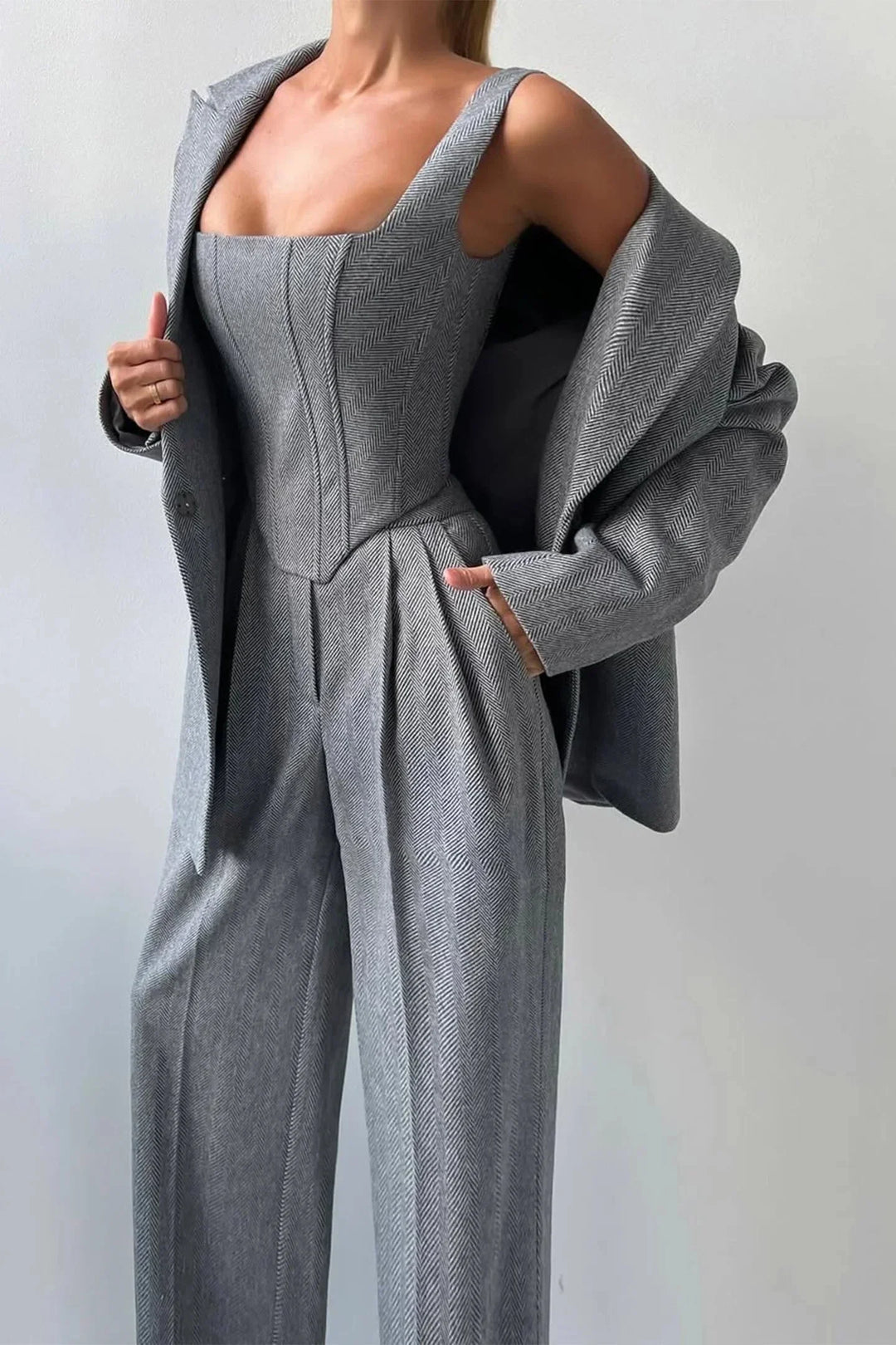 Velmire - Elegantes Damen Dreiteiler Set Mit Tailliertem Oberteil