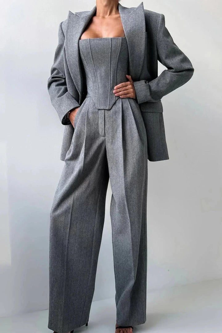 Velmire - Elegantes Damen Dreiteiler Set Mit Tailliertem Oberteil
