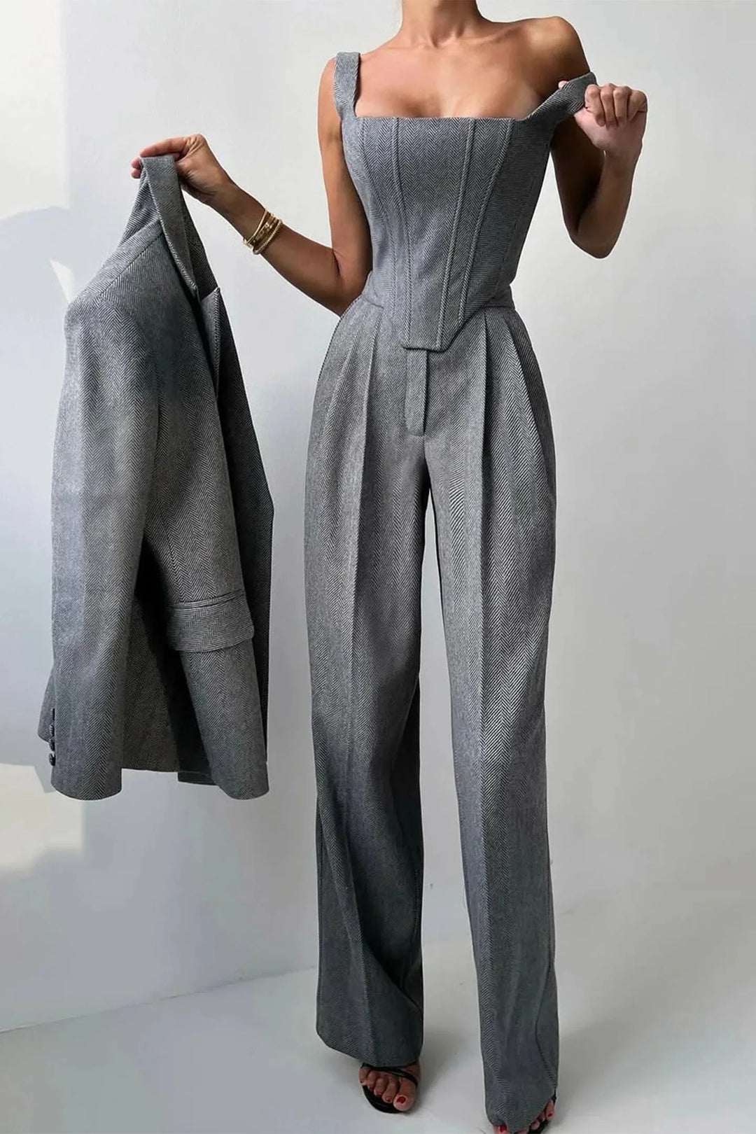 Velmire - Elegantes Damen Dreiteiler Set Mit Tailliertem Oberteil