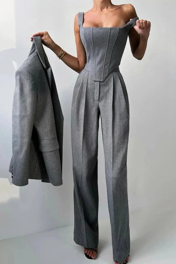 Velmire - Elegantes Damen Dreiteiler Set Mit Tailliertem Oberteil