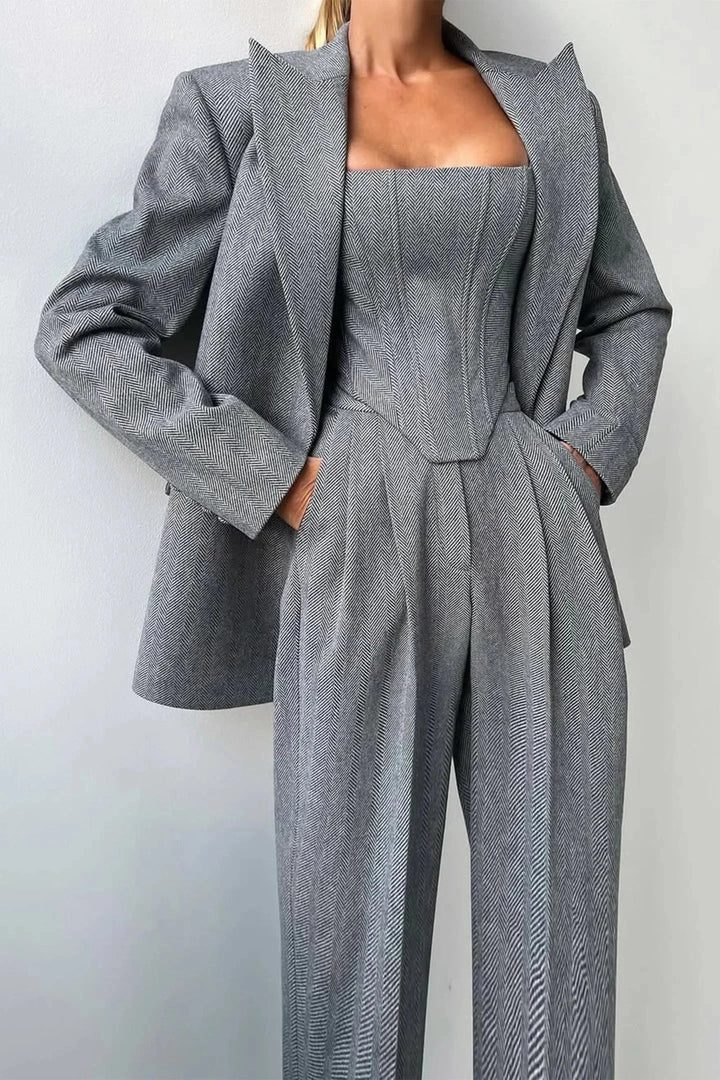 Velmire - Elegantes Damen Dreiteiler Set Mit Tailliertem Oberteil