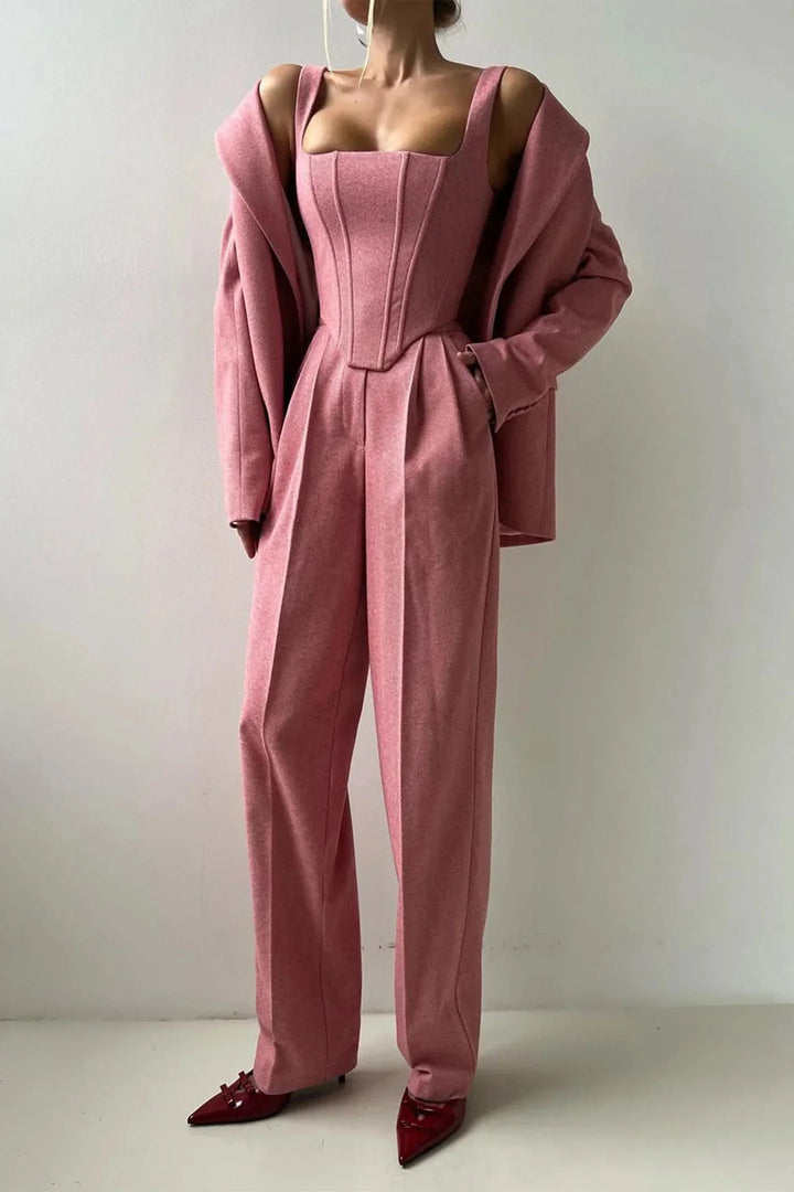 Velmire - Elegantes Damen Dreiteiler Set Mit Tailliertem Oberteil