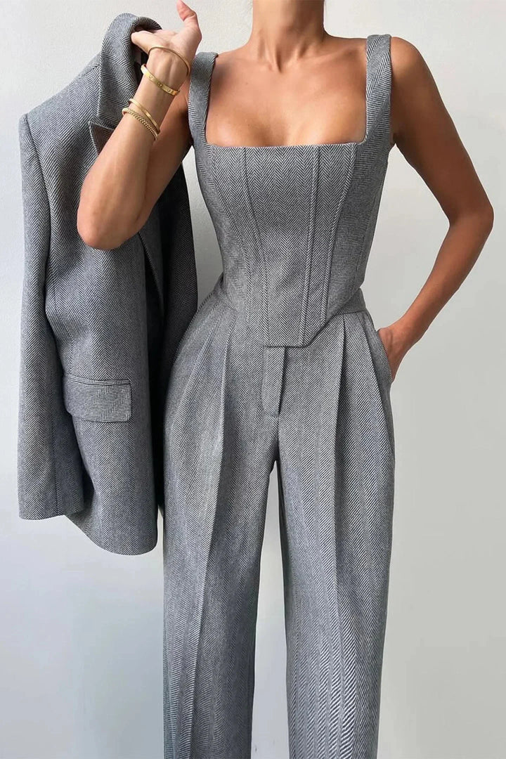 Velmire - Elegantes Damen Dreiteiler Set Mit Tailliertem Oberteil