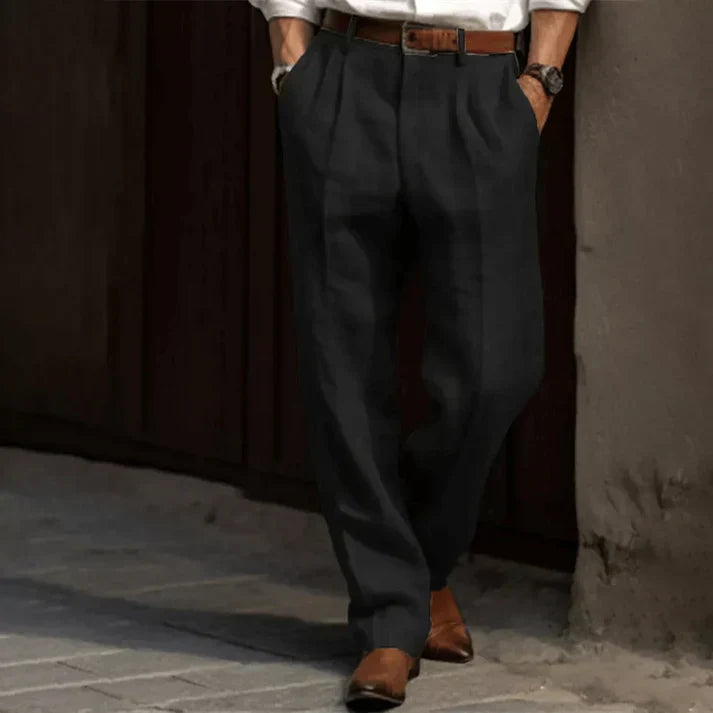 Herren Leinenhose Grau mit Gürtel - Image 3