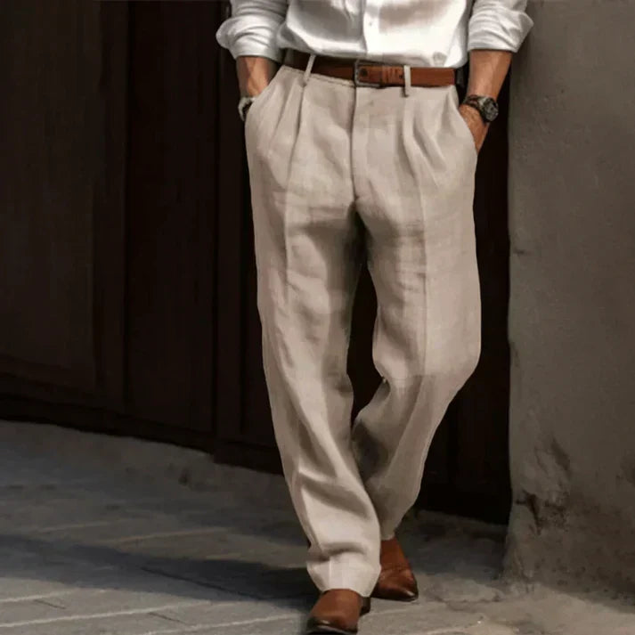 Herren Leinenhose Grau mit Gürtel - Image 4