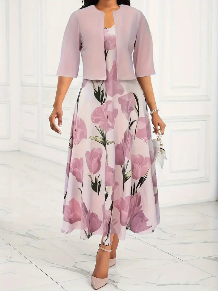 Cathira - Damen Maxi Set Kleid Zweiteilig