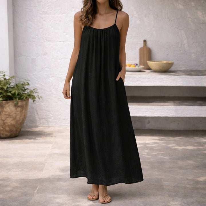 Damen Leinen Maxikleid Rückenfrei - Image 10