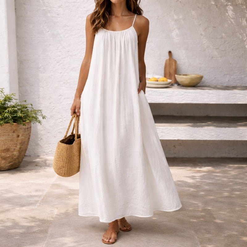 Damen Leinen Maxikleid Rückenfrei - Image 9