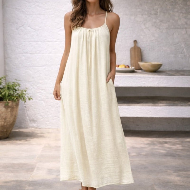 Damen Leinen Maxikleid Rückenfrei - Image 13