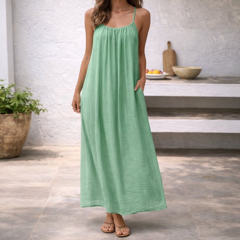 Damen Leinen Maxikleid Rückenfrei - Image 11