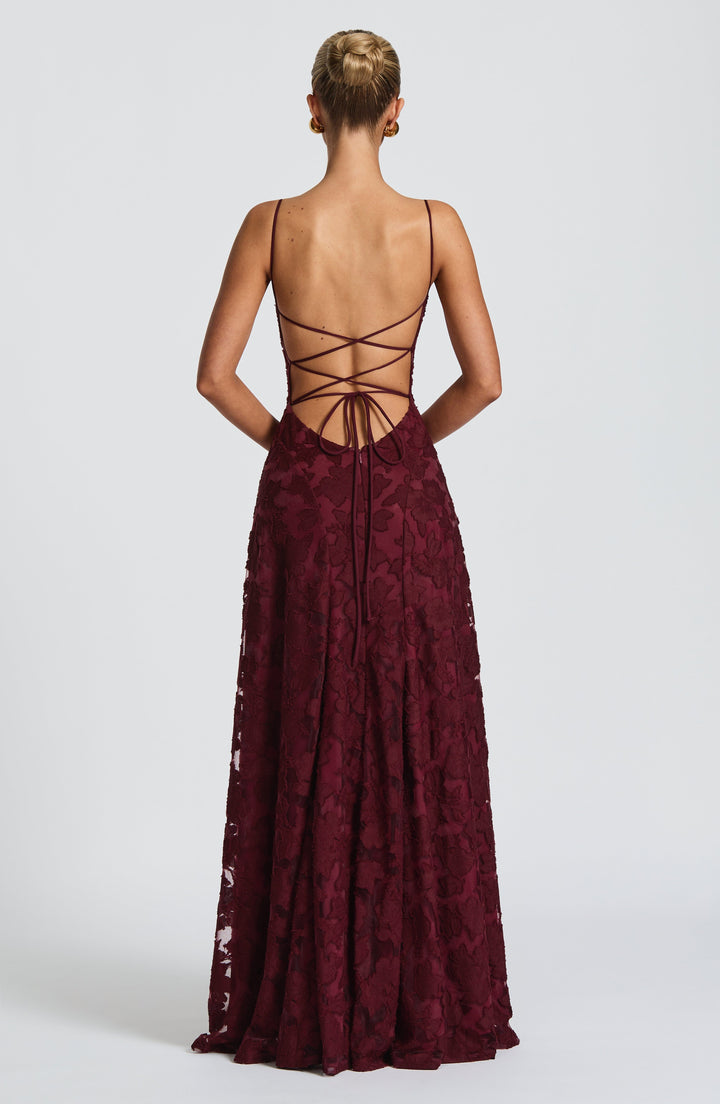 Damen Besticktes Maxi Abendkleid Blumenmuster A-Linie - Image 13