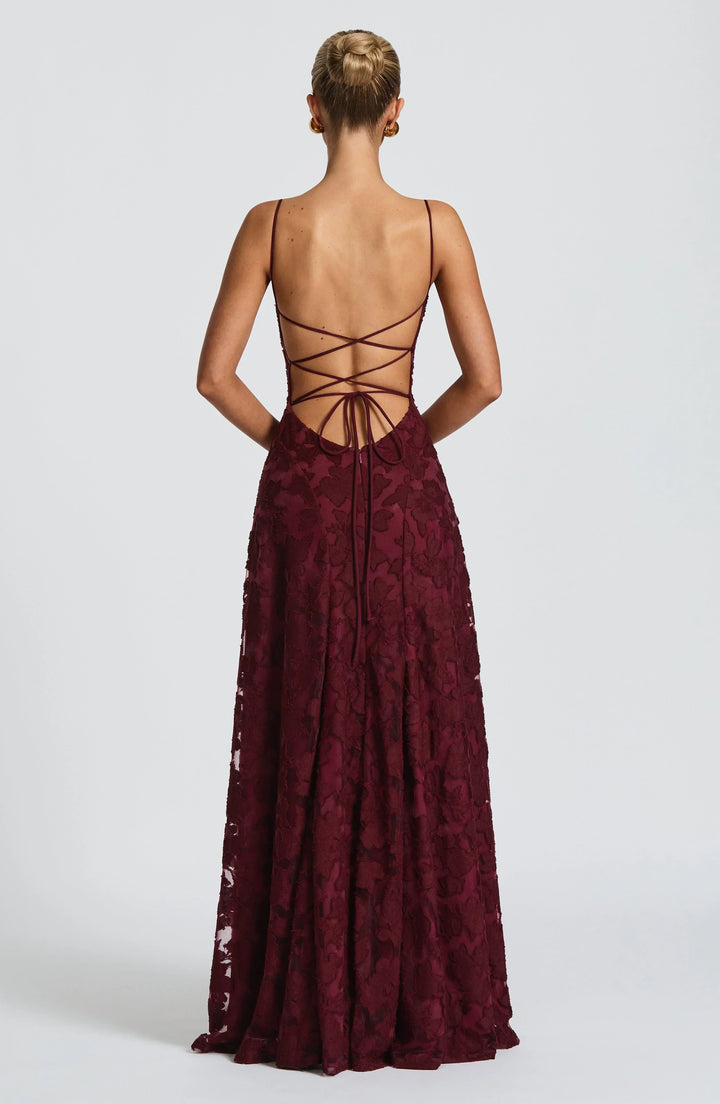 Damen Spitzen Maxikleid Blumenmuster Festlich - Image 4