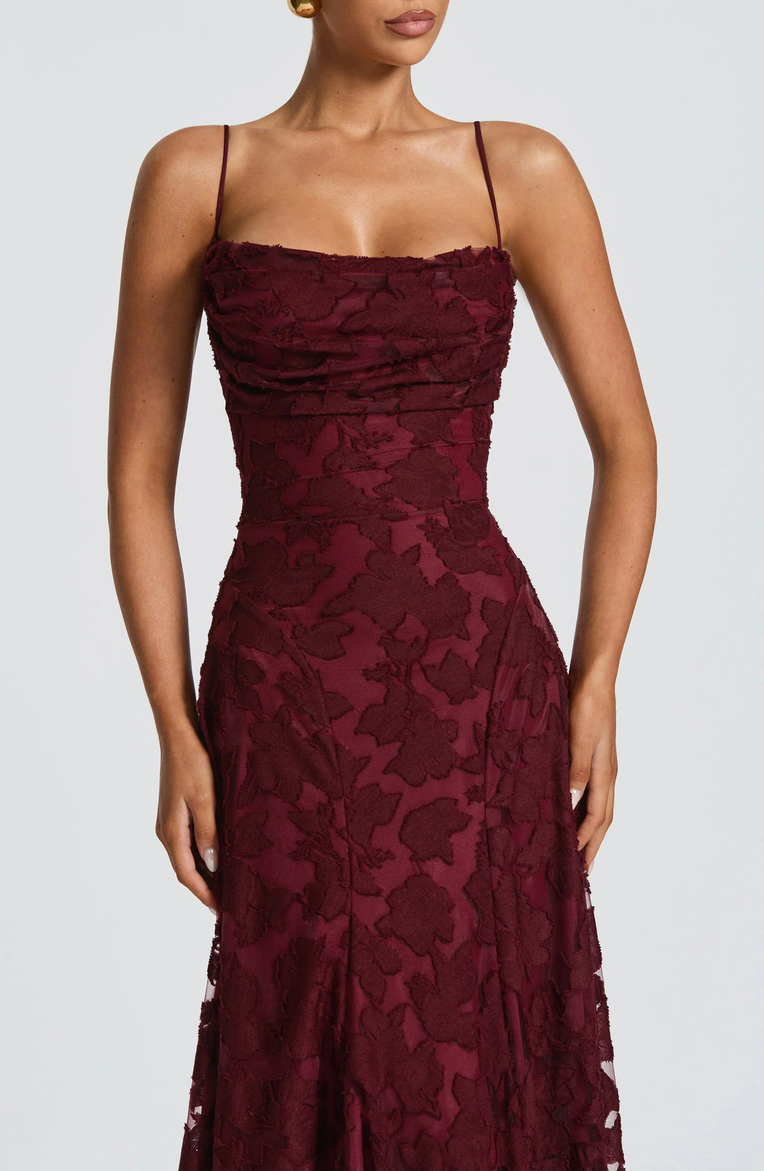 Damen Spitzen Maxikleid Blumenmuster Festlich - Image 2