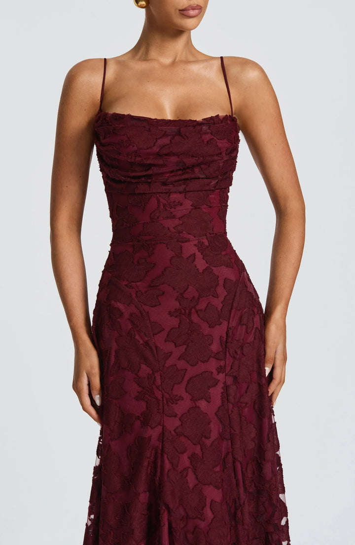 Damen Spitzen Maxikleid Blumenmuster Festlich - Image 2