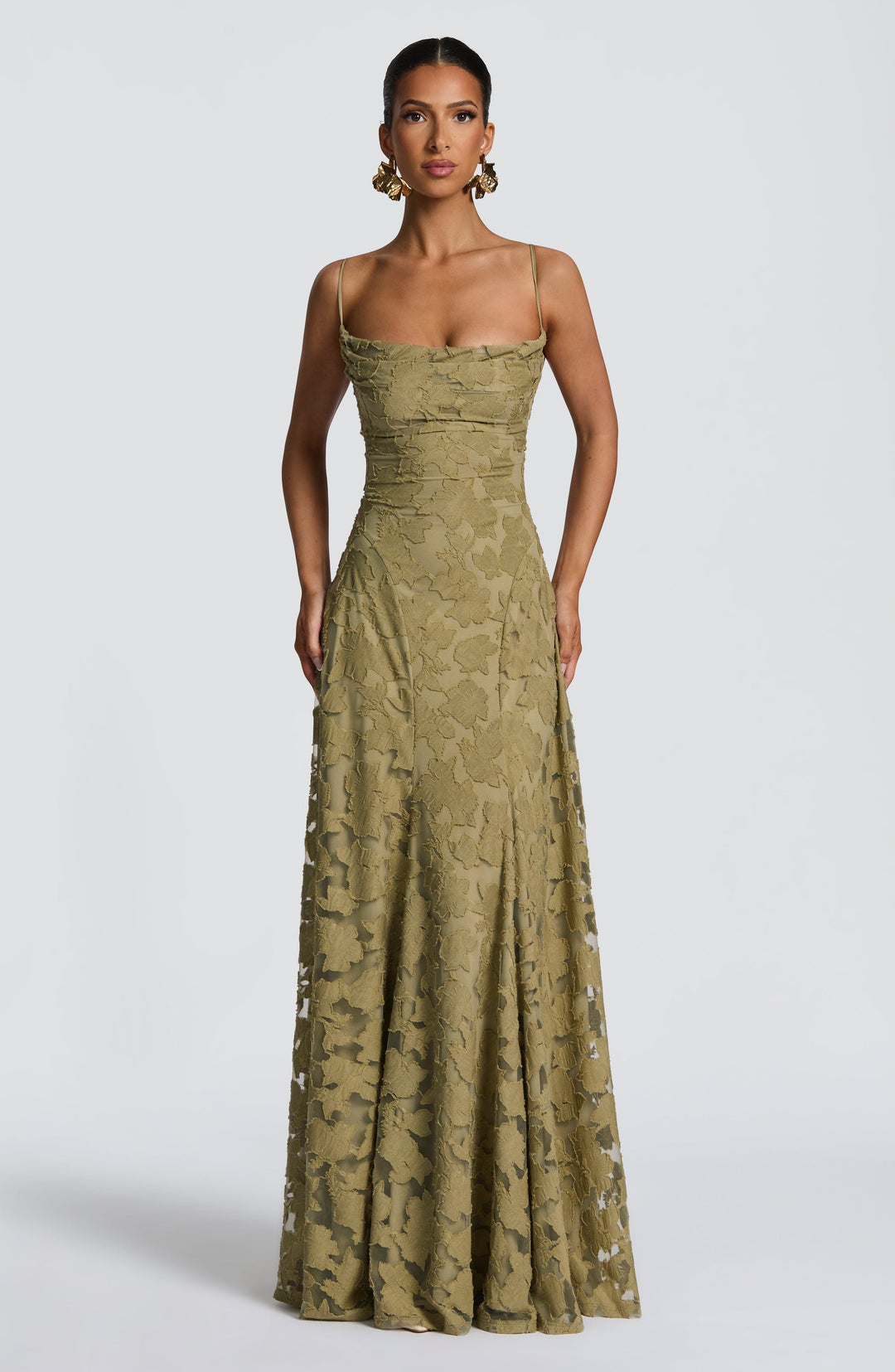 Damen Besticktes Maxi Abendkleid Blumenmuster A-Linie - Image 3