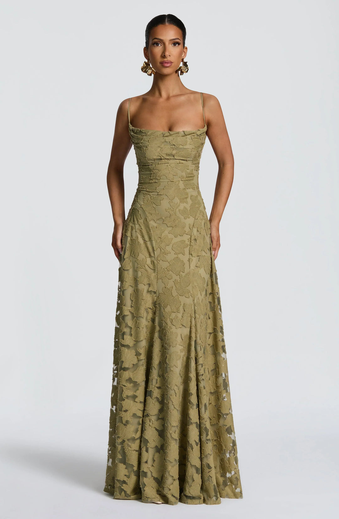 Damen Spitzen Maxikleid Blumenmuster Festlich - Image 5
