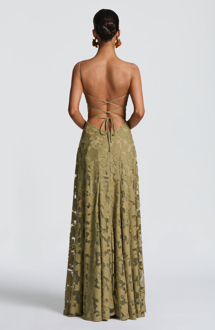 Damen Besticktes Maxi Abendkleid Blumenmuster A-Linie - Image 2