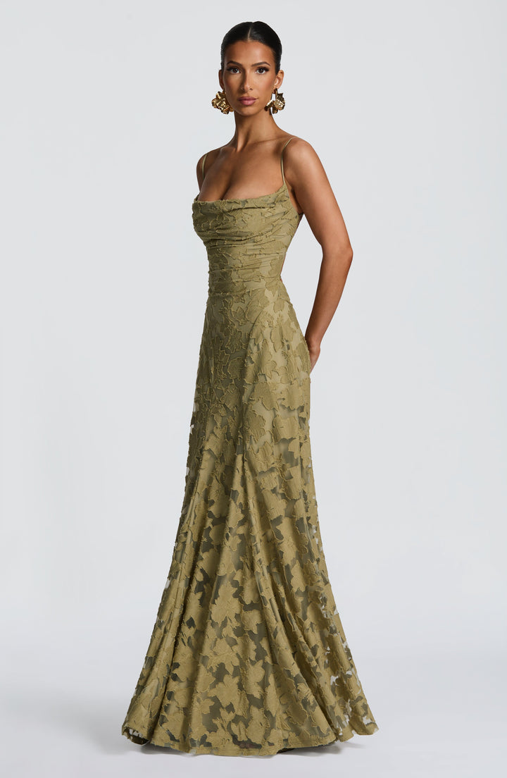Damen Besticktes Maxi Abendkleid Blumenmuster A-Linie - Image 4