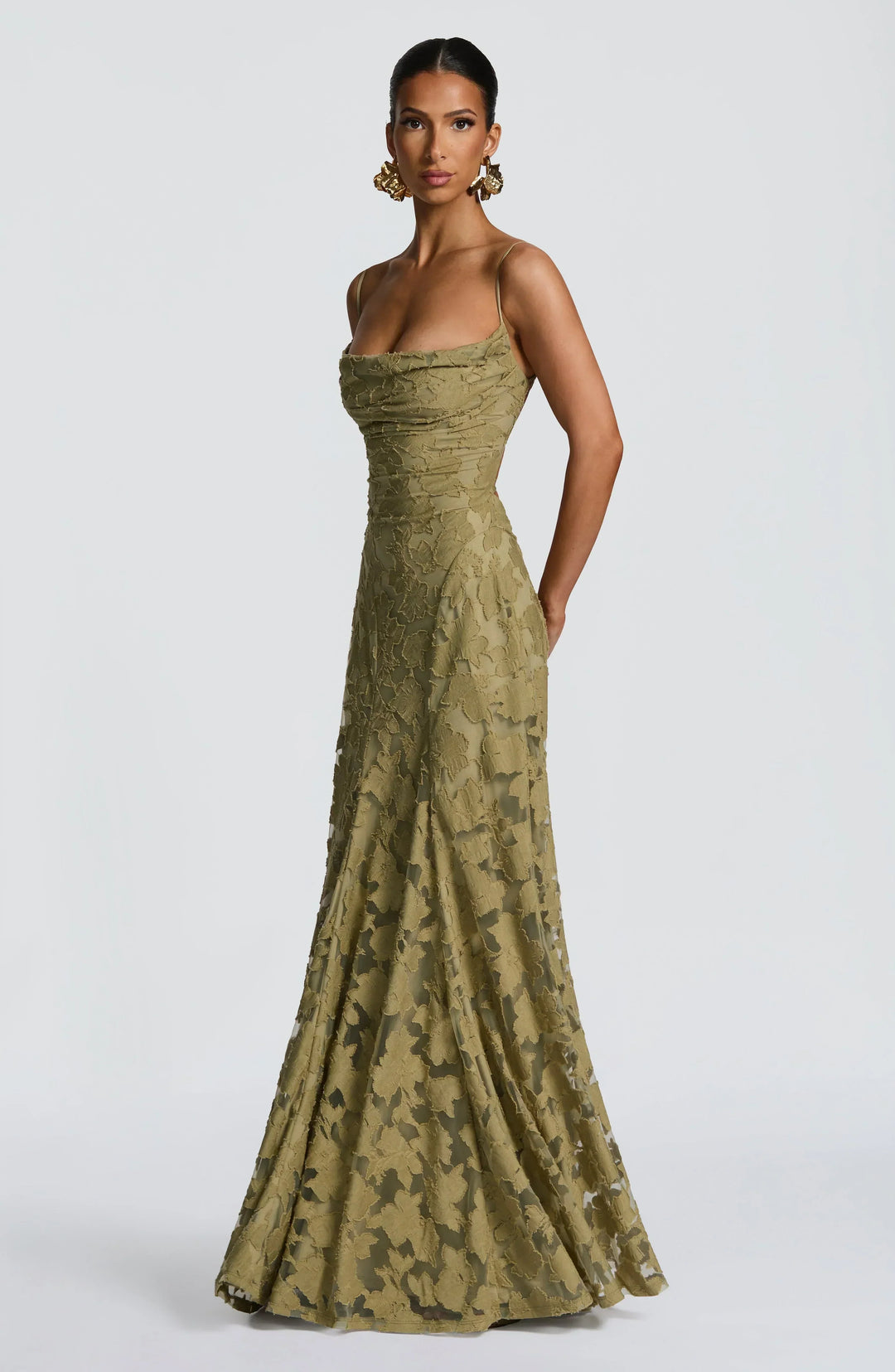 Damen Spitzen Maxikleid Blumenmuster Festlich - Image 6