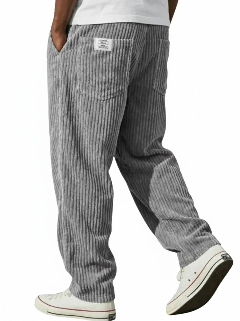 Men's Loose Fit Corduroy Pants Relaxed Casual Trousers