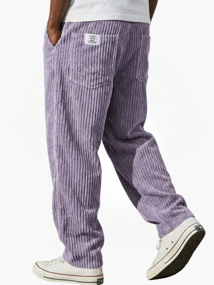 Men's Loose Fit Corduroy Pants Relaxed Casual Trousers - Image 11