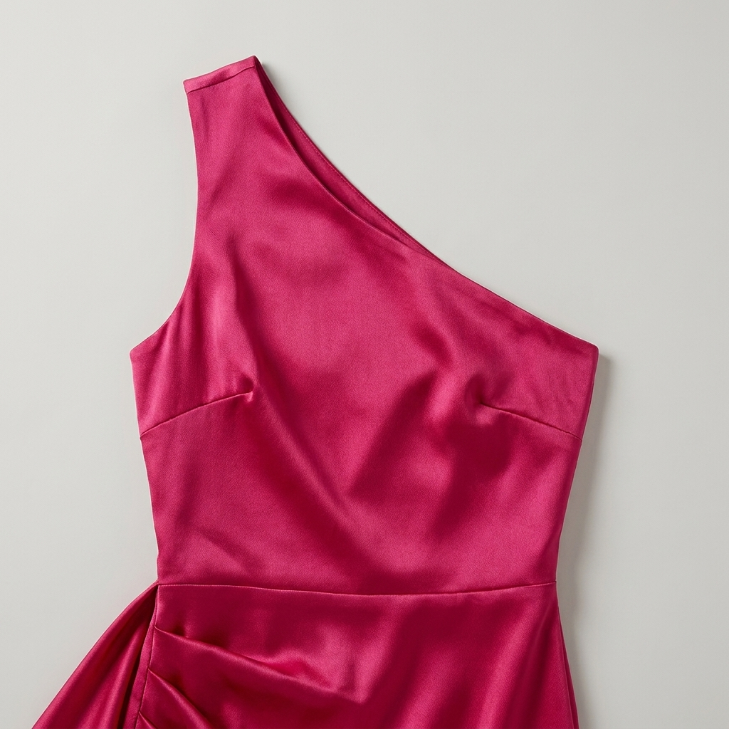 Damen Ein-Schulter-Abendkleid Maxikleid hohem Schlitz Drapiert - Image 2