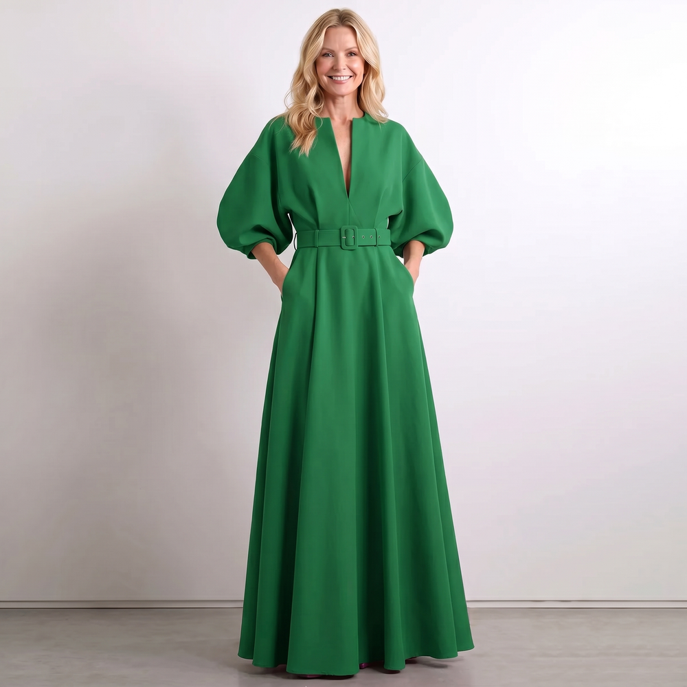 Damen Maxikleid A-Linie Kurzarm - Image 2