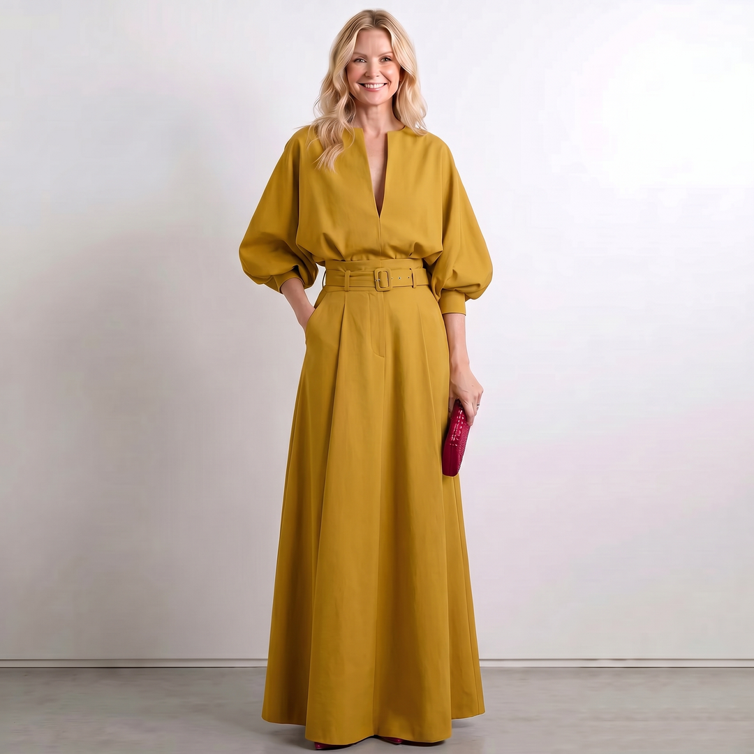 Damen Maxikleid A-Linie Kurzarm