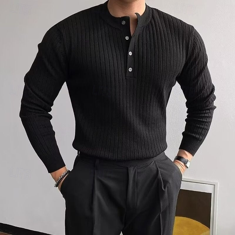 Declan | Gerippter Henley-Pullover - Image 2