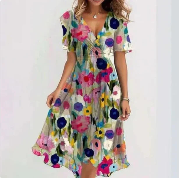 Viola - Midi Kleid Mit V Ausschnitt