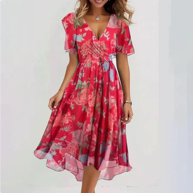 Viola - Midi Kleid Mit V Ausschnitt
