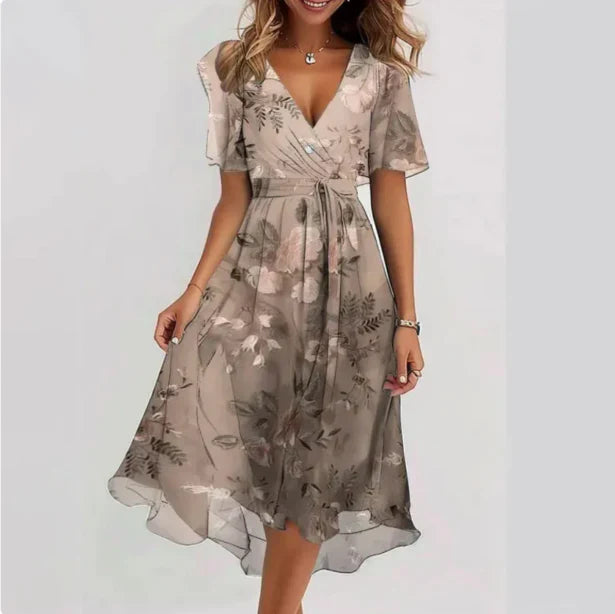 Viola - Midi Kleid Mit V Ausschnitt