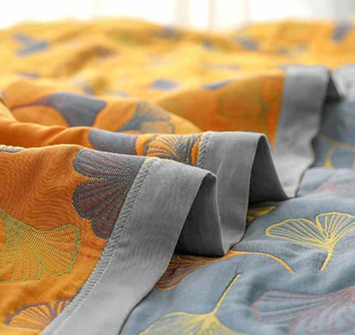 Ginkgo Leaf Blanket | Double-Sided Design
