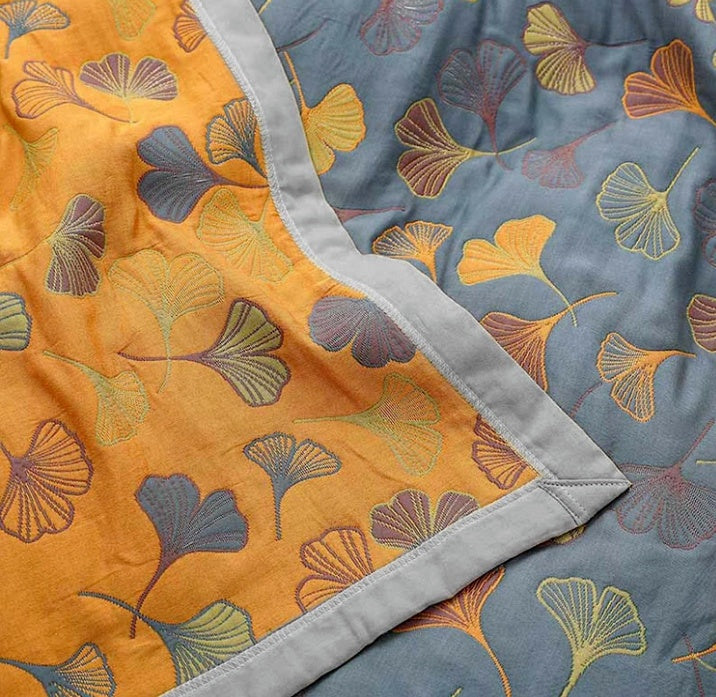 Ginkgo Leaf Blanket | Double-Sided Design